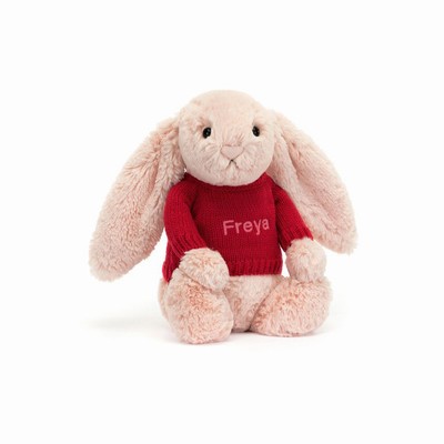 Jellycat Bashful Blush Bunny with Red Jumper UK | 72615NBDU